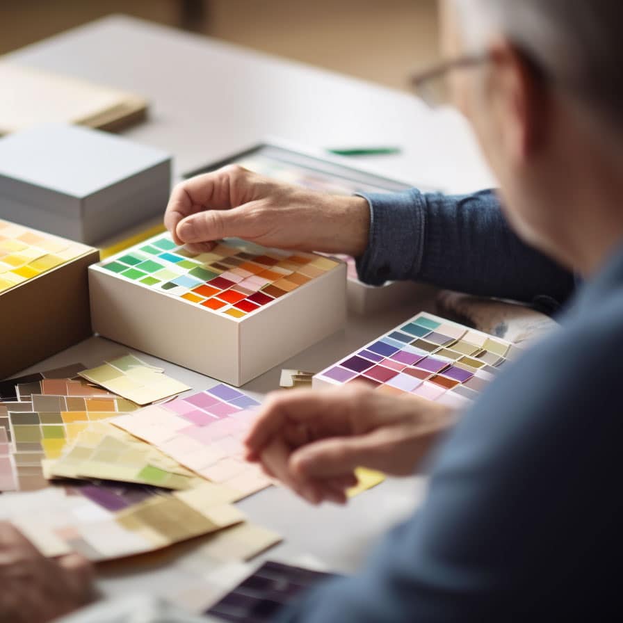 Expert knowledge - Examining color swatches for custom design packaging