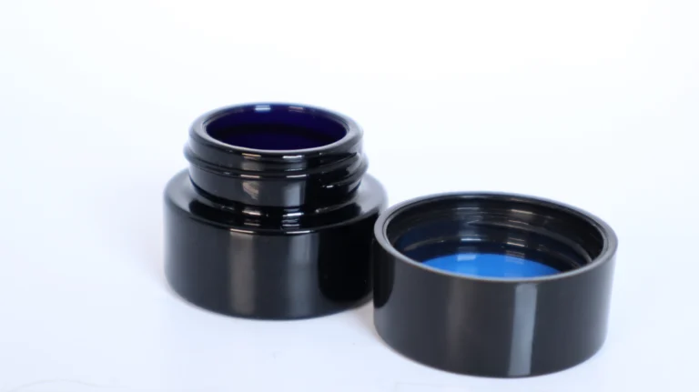 Round Omni Blue Glass Jar with Lid