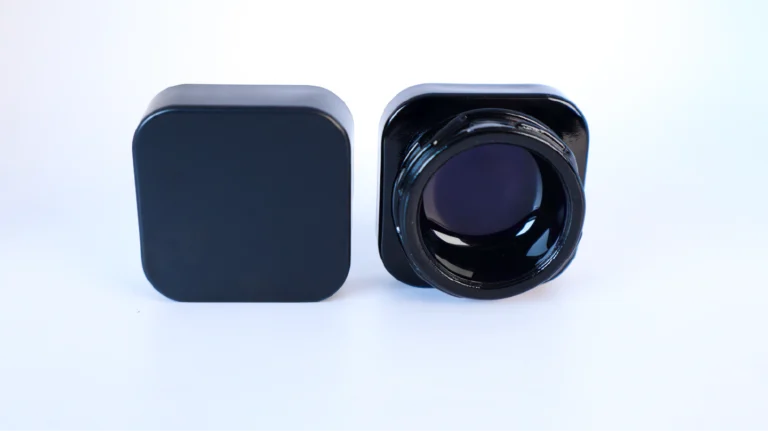 Square blue glass jar